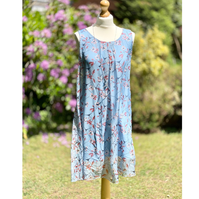 Light blue silky floral dress | Salamandar Gifts